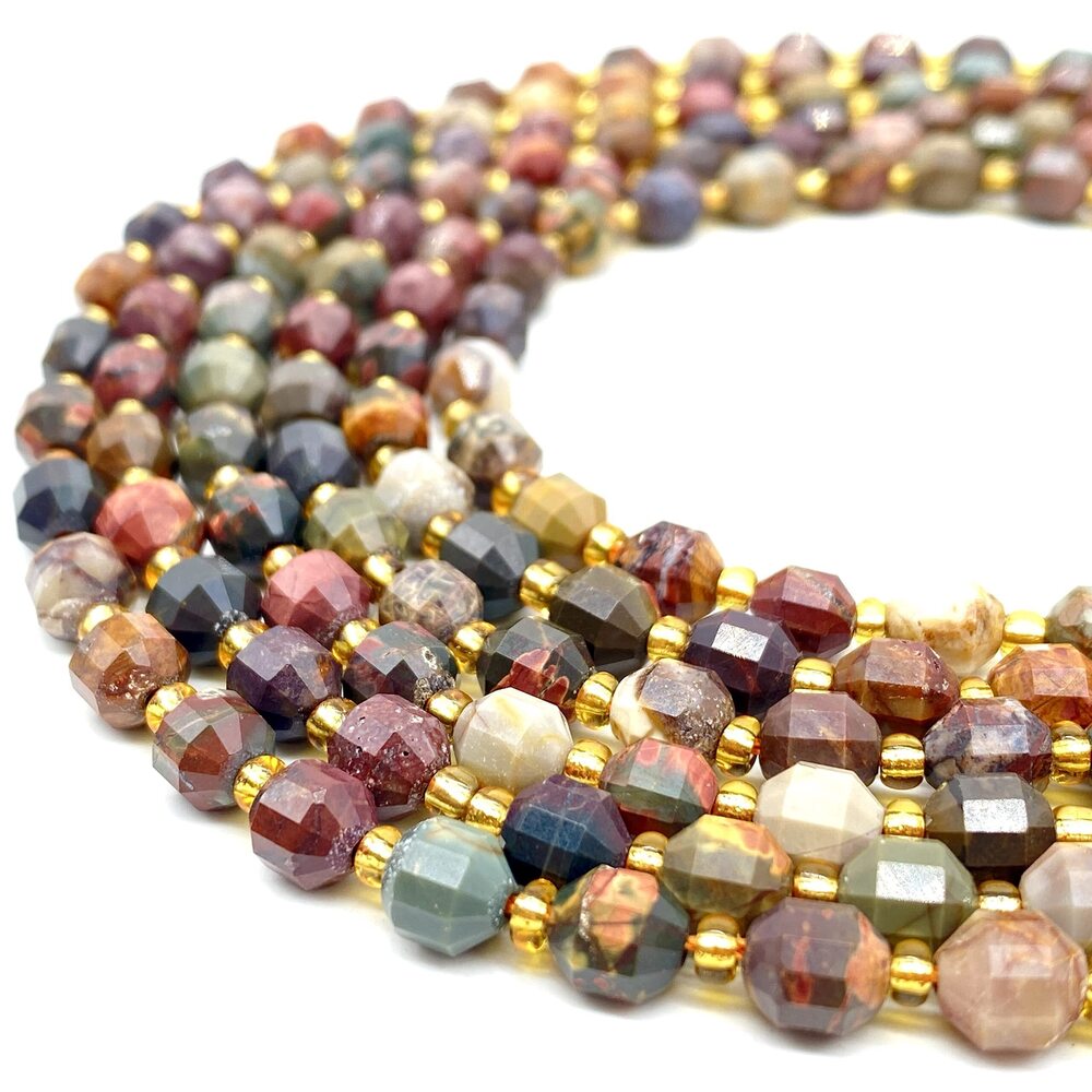6415 ABCGEMS Madagascan Red Cherry Creek Jasper Beads Enhanced Prism Shape